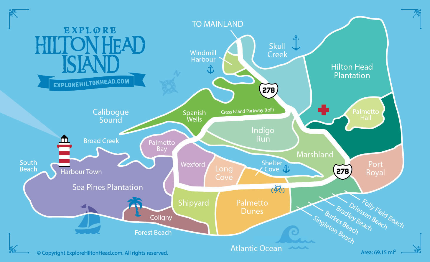 Hilton Head Island Map Of Resorts Hilton Head Island Maps   Guide to local attractions and Hilton 